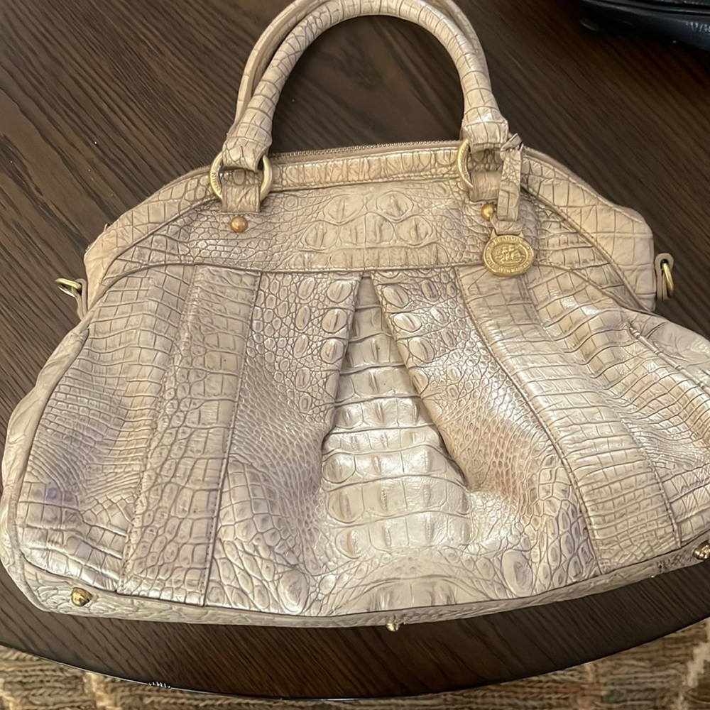 Brahmin light tan gator purse